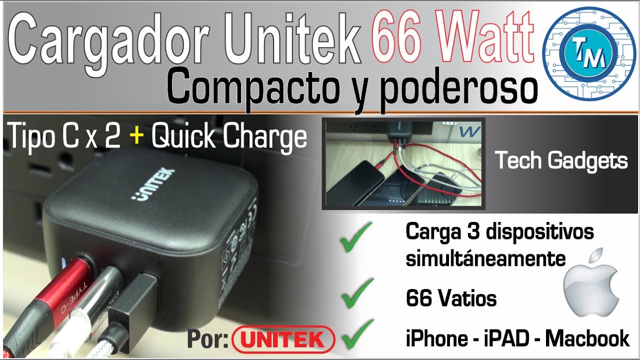 ¡Un excelente cargador USB Tipo C DUAL! – Unitek Quick Charge 3.0, Macbook, iPhone y iPad